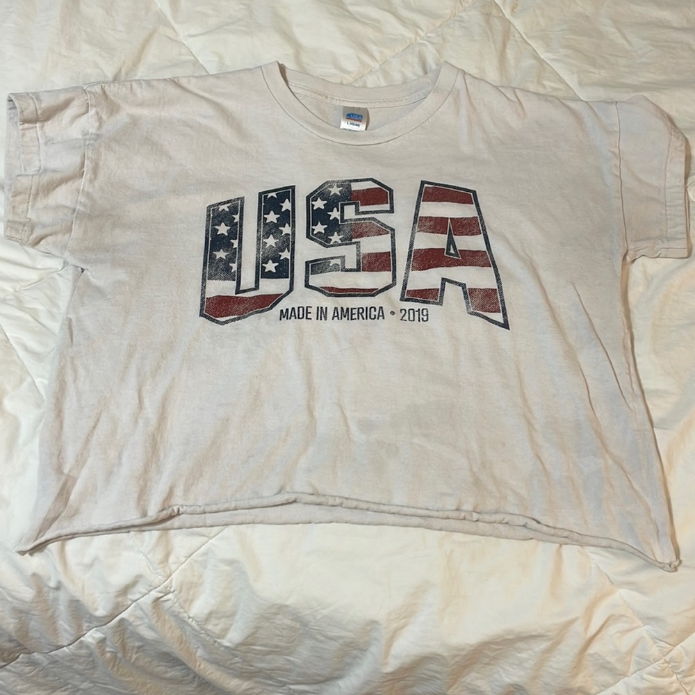 USA Rustic Cut Crop Top